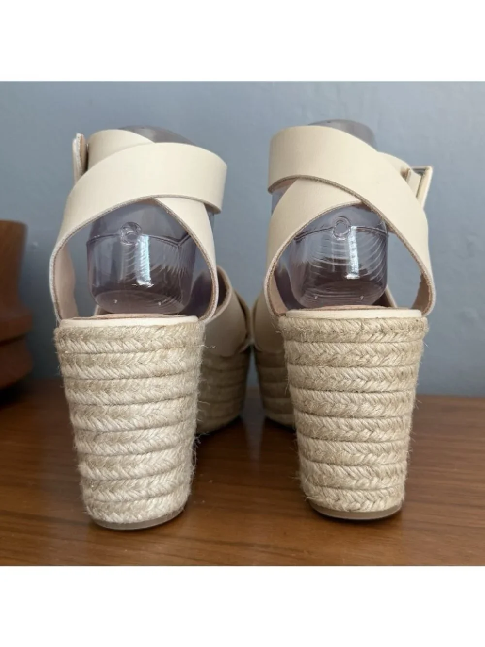 ALOHAS Lyla Cream Leather Espadrilles Platform Sandals Size 40